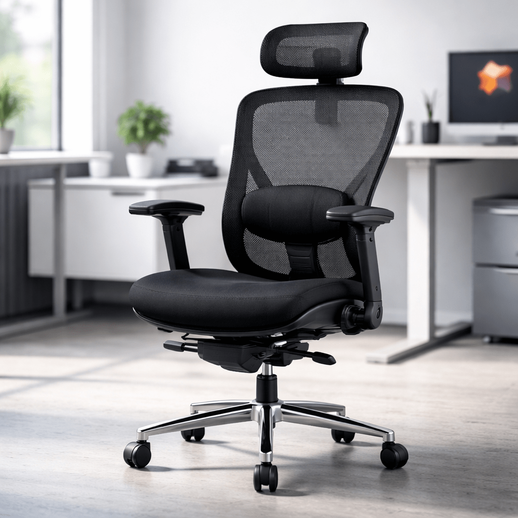 Ergonomischer Bürostuhl, schwarz,  verstellbare Lendenstütze