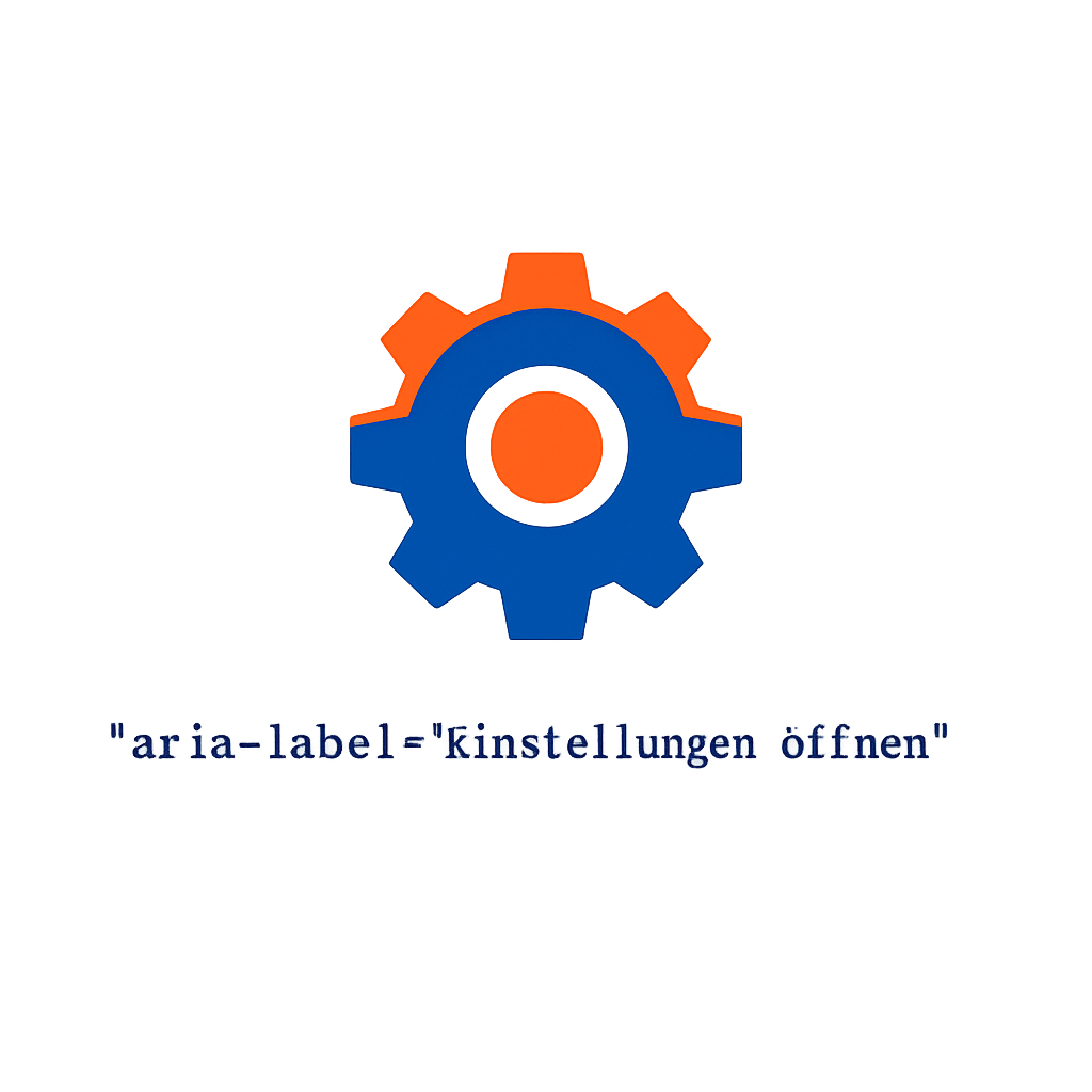 Zahnrad-Icon - aria-label = "Einstellungen öffnen"