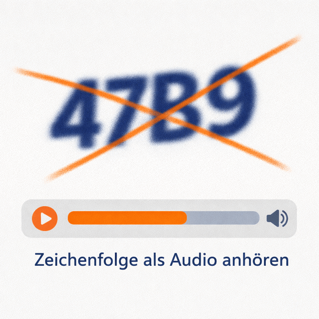 Bei diesem Audio-Captcha kann der User die Zeichenfolge "47B9" als Audio anhören.