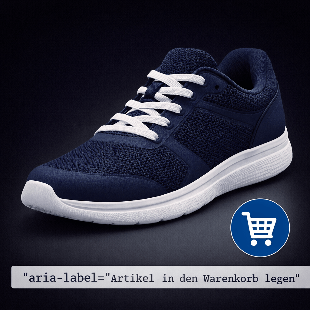 Warenkorb-Icon - aria-label="Artikel - dunkelblauer Turnschuh - in den Warenkorb legen"
