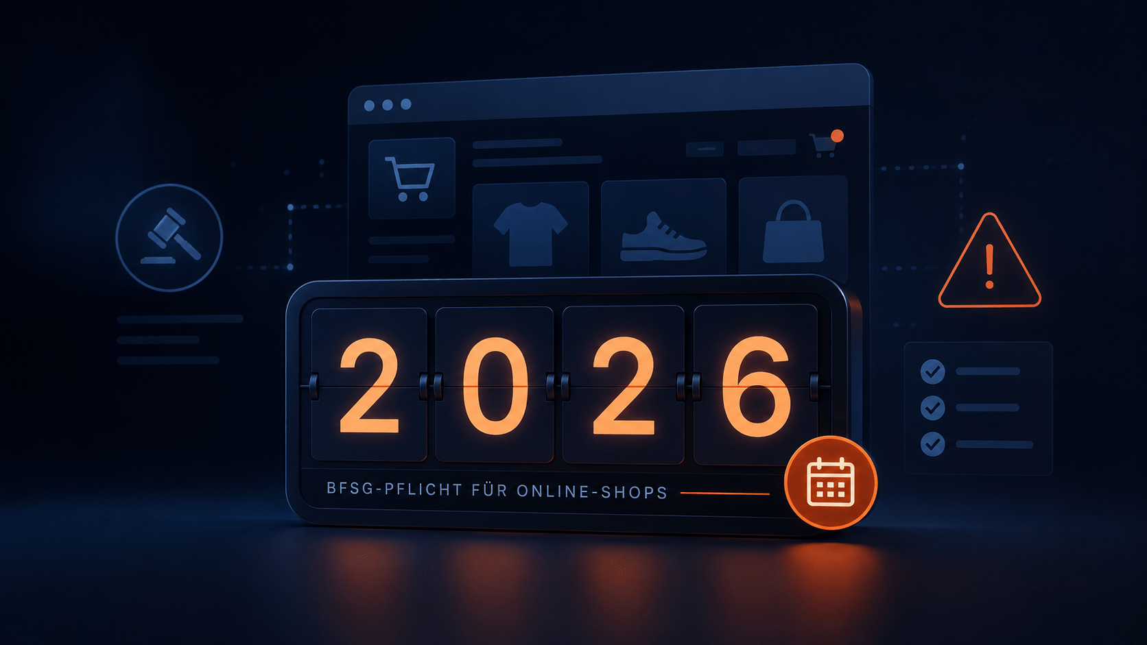 Countdown zur BFSG-Pflicht 2026: Online-Shops müssen rechtzeitig barrierefrei werden.